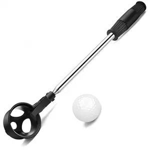 Stainless Steel Golf Ball Retriever Telescopic for Water, Extendable Golf Ball Grabber with Locking Scoop, Golf Ball Picker Upper Tool Accessories for Golfer Women Men Black