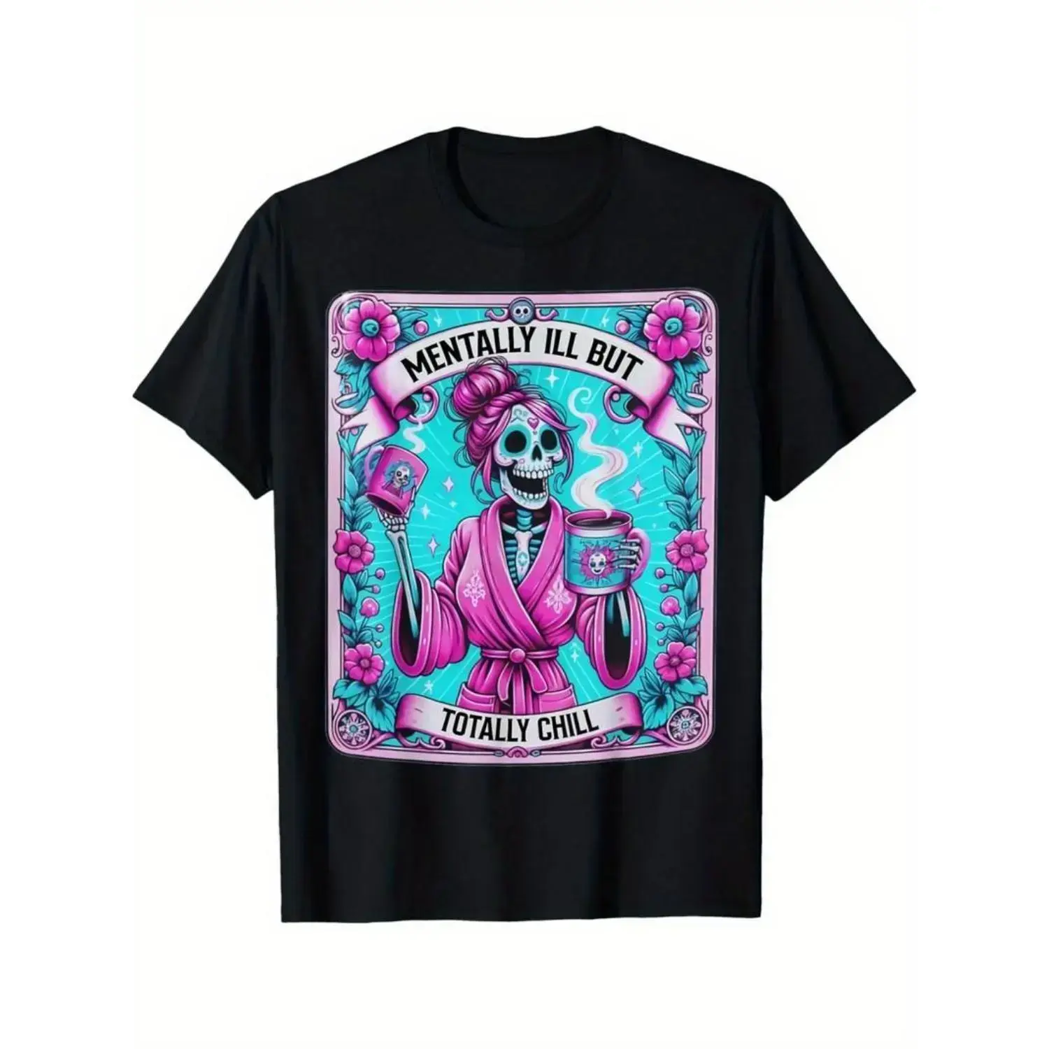 Casual T-shirt Mentally Ill But Totally Chill" Men's Cotton T-Shirt - Casual & Comfortable, Perfect for Casual Attire or Fun Outings Menswear Top zt01