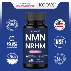 KOOVS NMN + NRHM Dual NAD+ Supplement | 650mg Pure NMN 8-in-1 Complex | 60 Vegan Capsules KOOVS NMN + NRHM Dual NAD+ Supplement | 650mg Pure NMN 8-in-1 Complex | 60 Vegan Capsules