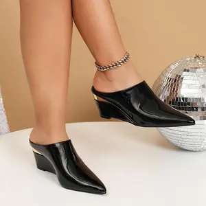 Retro Chic Women's High Heels - 6.4cm Metal Stiletto Heels with Pointed Toe, Open Back Design, European and American Inspired Style - Perfect for Formal Occasions and Everyday Wear