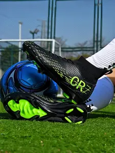Unisex Long Stud Soccer Cleats Rubber Anti-Slip Outsole Durable JiaMeng Leather Upper Breathable Adult Professional Football Shoes Football Boots