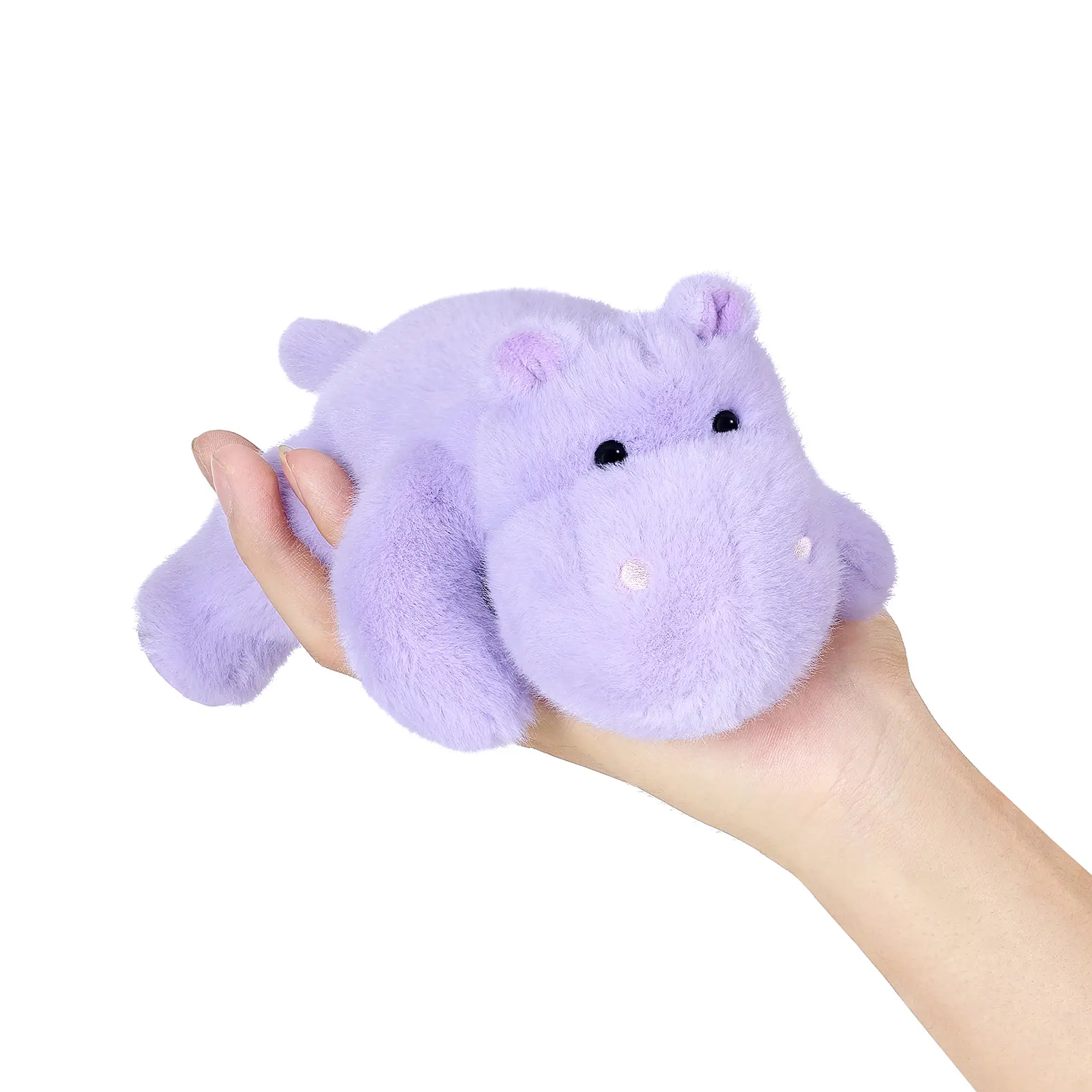 PEACHCAT Purple Hippopotamus Cute Stuffed Animal - 7 Inches Small Scented Huggable Sleeping Companion, Soft Touch Fabric, PP Cotton Fill, Weighted Beads, Hand Washable, Toddler Safe, Unisex, Toddler Gifts, Home Decoration, Cuddly Play, Light-Weighted Desi