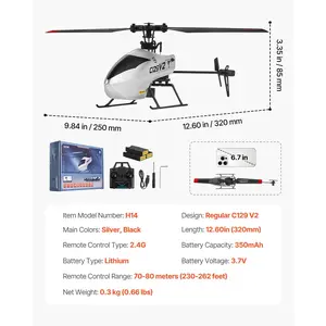 VEVOR RC Helicopter, 2.4GHz Single Propeller Remote Control Helicopter with Gyro, 4-Channel RC Airplane for Beginner, 39 Min Flight Time, One-Key Takeoff/Landing, Toys for Kids Ages 8 and up
