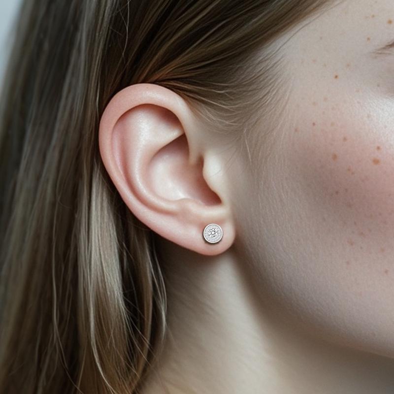 Delzzad 18k Gold-Plated Double Halo Ice Lab-Created Moissanite Stud Earrings Moissanite Jewelry Perfect Birthday Mother’s Day Christmas Gift for Men Women