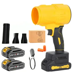 21V Cordless Brushless Blade Blower | Includes 2 Batteries, A Pair Of Earplugs, And 3 Detachable Nozzles | Used For Lawn, Snow, And Car Cleaning