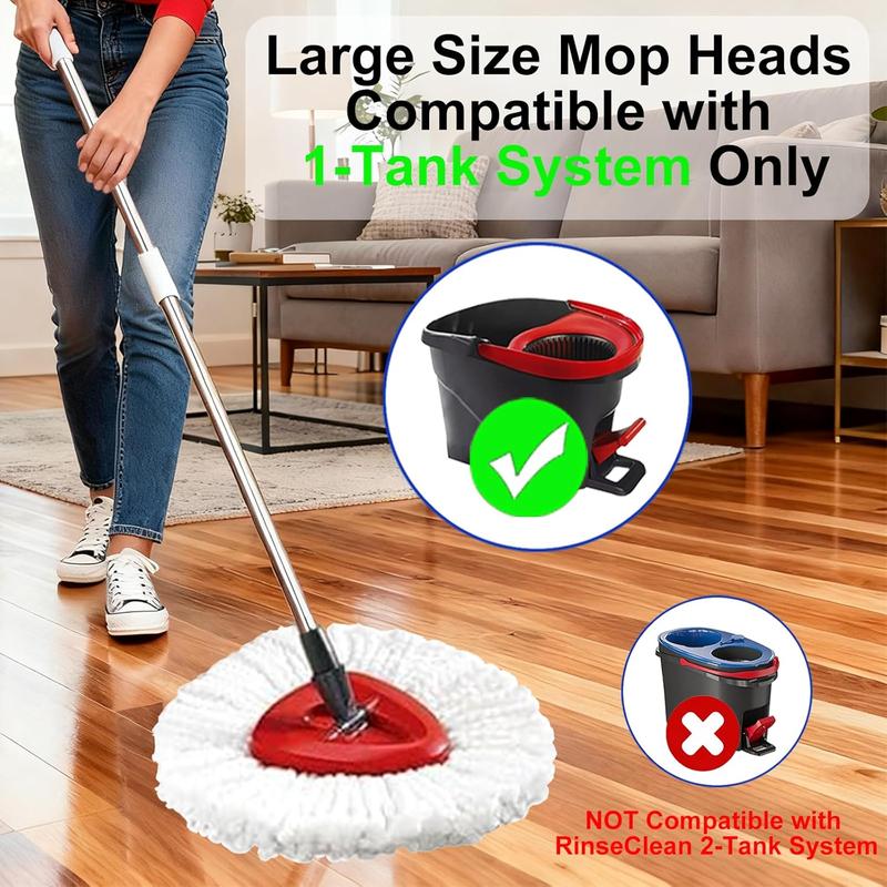 "Scrub Brushes Gift" 6 Pack Spin Mop Head Refills Compatible with O-Cedar EasyWring 1-Tank System, Durable Microfiber Replacement Mop Heads for Hardwood, Tile & Laminate Floors, Washable & Reusable