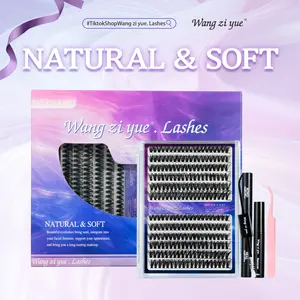 Wangziyue 40D Fluffy Cluster Lashes 8-18mm Beginner DIY Kit with Bond Seal & Remover for At-Home Salon-Quality Results Long-Lasting Lightweight Comfortable for Date Party Looks - Eyelashes, Makeup