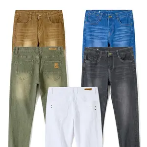 Men's Slim Fit Jeans - Stretch Fabric Vintage Washed Solid Color, Elastic Waistband & Side Pockets, Machine-Washable, Urban Streetwear, Versatile for Spring/Fall Everyday Wear, Soft Breathable, Classic Design