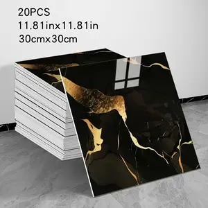 20 pieces of artificial stone wall panels, with marble stripping and gluing, waterproof PVC shower countertop tiles were pasted on the back panels of the bathroom walls in the bedroom and kitchen. The tiles are 11.8 inches by 11.8 inches (stone blue, 19.4