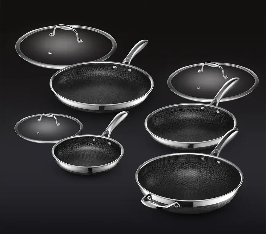 7 pc HexClad Hybrid Cookware Set w/ Lids & Wok