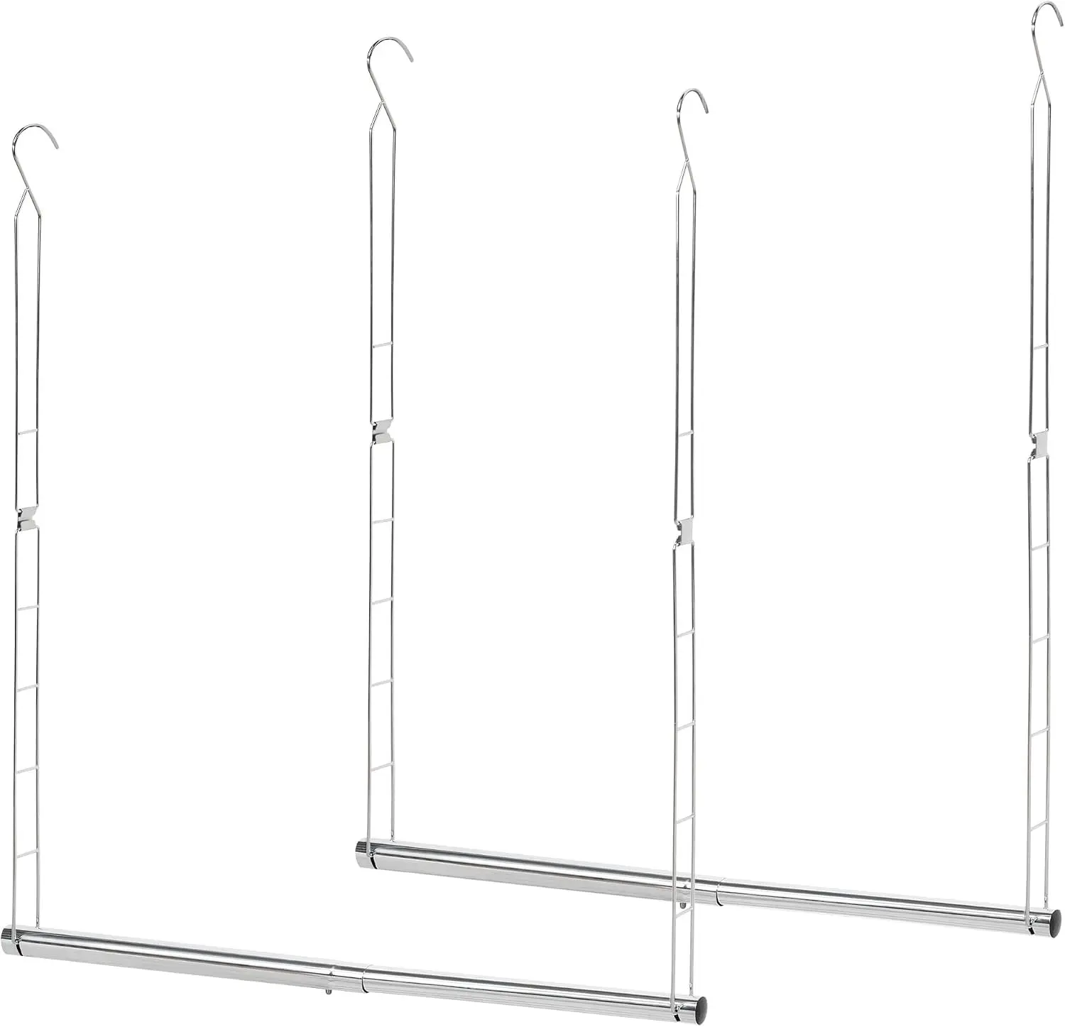 Hanging Closet Rod, Adjustable Width and Height Closet Hanging Organizer, Space-Saving Clothes Hanging Bar, Closet Extender Hanging Rod Double Closet Hanging Rod, 2 Pack Chrome