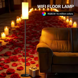DAYBETTER Floor Lamps For Living Room, Dimmable 2700-6500k, Modern Floor Lamp With Remote, Tall Standing Lamps For Living Room Bedroom Office Corner, Foot Switch, Beige Shade, 9w Rgb Led Bulb.
