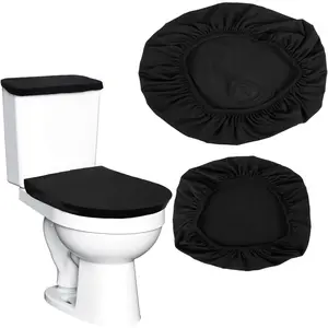 Black Toilet Seat Cover Black Toilet Lid Cover and Toilet Tank Cover Set, Universal Toilet Cover Set with Elastic Bottom for Bathroom Decor Accessoriesvalentine's day decor