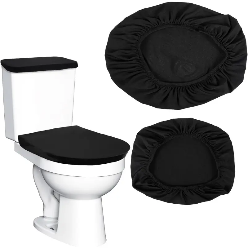 Black Toilet Seat Cover Black Toilet Lid Cover and Toilet Tank Cover Set, Universal Toilet Cover Set with Elastic Bottom for Bathroom Decor Accessoriesvalentine's day decor