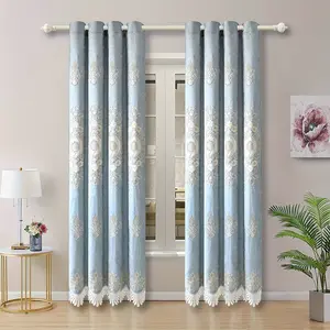 European Style Blackout Curtains, Jacquard Embroidered Chenille Curtain, Luxury Thermal Insulation Sunshade Drapes for Home Decor