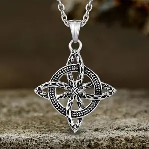 GTHIC Vintage Celtic Knot Witch’s Knot Stainless Steel Pendant for Men and Women Statement Accessories Daily Wear