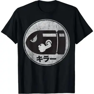 [100% Cotton]MONO LABEL Super Mario Bullet Bill Distressed Kanji Logo T-Shirt