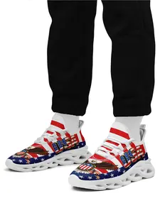 Men's US Colors Bald Eagle Print Sports Shoes, Trendy Breathable Mesh Blade Casual Sneakers, Comfortable Lightweight Daily Walking Footwear