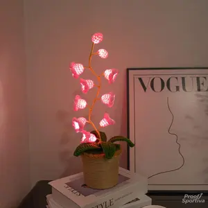 Handmade Crocheted Lily of the Valley LED Lantern - Battery-Operated | Multi-Color + Warm White Lighting | Festive Gift & Ambient Decor for Bedside/ Home