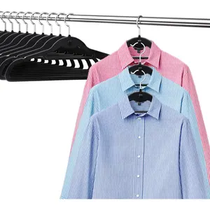 Black Velvet Hangers,Non Slip Felt Hanger,Stackable Saving Hangers with 360° Rotating Silver Hook,Closet Organizers and Suit Clothes,Pants,Shirt,Tie,Tank Top