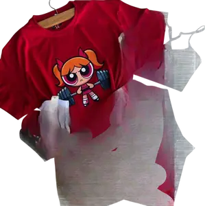 Cute Powerpuff Blossom Girls Gym Shirt, Family Matching TShirt, Animation Character T-Shirt, Girl Power Tees, Hero Girl Gift Shirt, Powerpuff Girls Merch (Only Shirt)