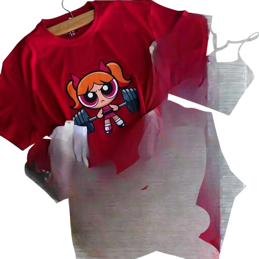 Cute Powerpuff Blossom Girls Gym Shirt, Family Matching TShirt, Animation Character T-Shirt, Girl Power Tees, Hero Girl Gift Shirt, Powerpuff Girls Merch (Only Shirt)