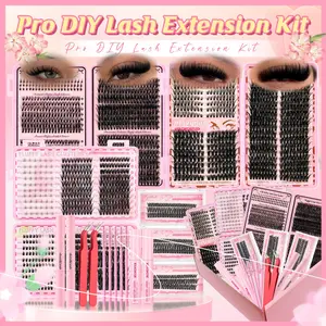 SosiayCici Multi-Type Mixed Lash Clusters Kit — Mixed Lengths/Styles D DIY Cluster Lashes for Dramatic Look/Natural Look/Charming Look, Mixed Styles, Includes Waterproof Lash Bond & Seal, Applicators, Long Lasting Mega Volume Eyelash Extension Set Makeup