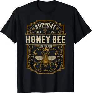 100%cotton Support Your Local Honey Bee Save The Bees Vintage Style T-Shirt