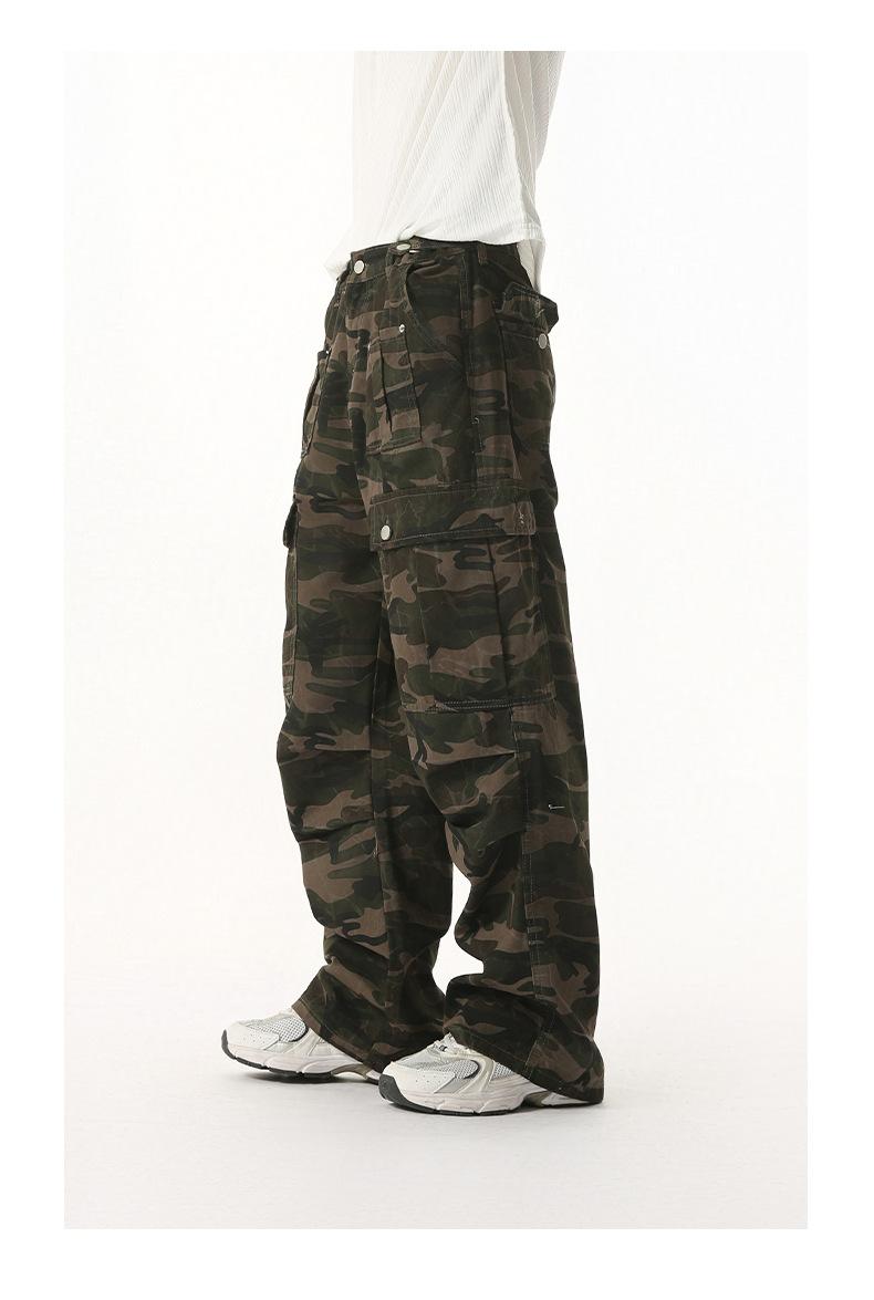 2026 New Arrival Multi Pocket Vintage Camo Jeans Heavy Duty Pleated Straight Leg Casual for Men Camouflage