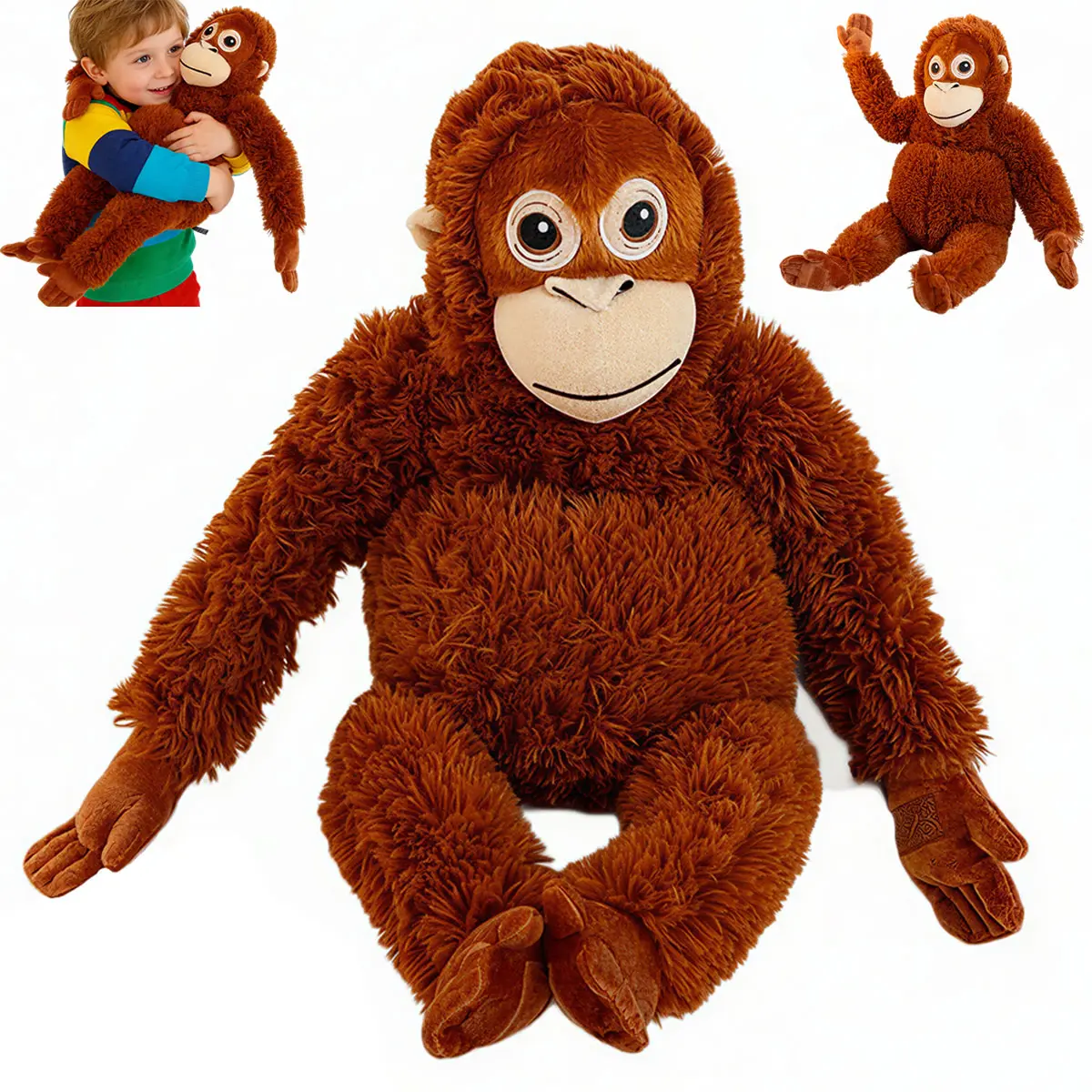 Stuffed Gorilla Plush Pillow - 65cm/25.5" Soft Orangutan Stuffed Animal Toy Cute Plushies Gift For Kids, Girlfriend, Birthday & Holiday Surprise