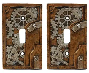 Ebros Steampunk Nautilus Clockwork Gearwork Design Wall Light Switch Plate Set