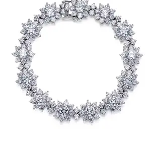 Bestie Trendy S925 Silver Plated 1PC Sunflower Bracelet - Ins Niche Design, Full Zirconia Flower