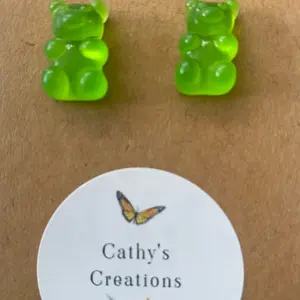 Green Gum Gum Bear Resin earrings
