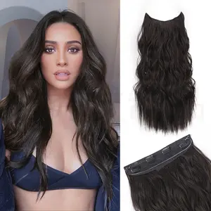 Springtok 16/20/ 24inch Invisible Steel Wire Synthetic Hair Extensions with Transparent Steel Wire Size 4 Safety Clip Long Wavy Secret Wig for Women