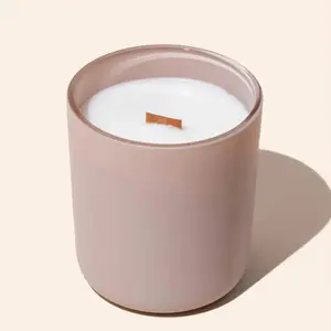 Pink Velvet Luxury Glass Vessel Candle with Gold Lid - 14 oz - 75 Hour Burn Time - Strawberry & Vanilla Scent - Perfect for Romantic evenings & Gifting