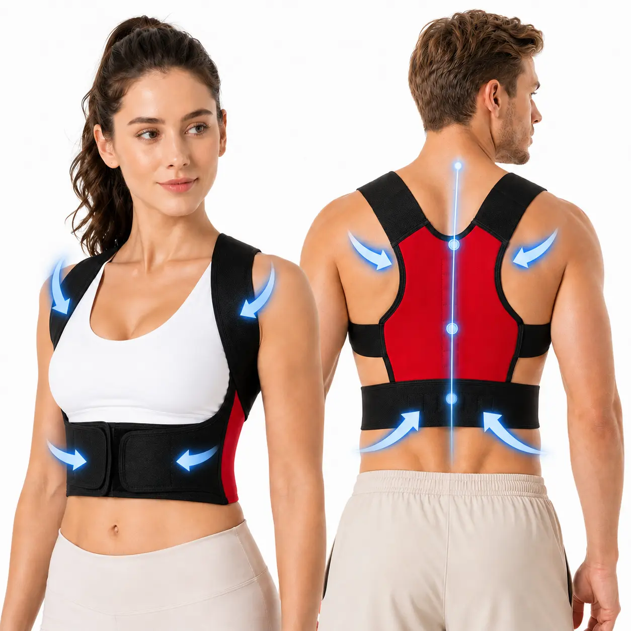 Posture Support Belt for Men & Women – Adjustable Back & Shoulder Support Strap, Breathable Neoprene, One Size Fits Most, Wear at Home or Office