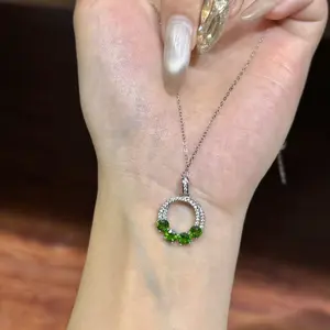 Natural Crystal diopside necklace S925 Valentines Gift , Gift for Wedding/Birthday/Mother'sDay/Christmas