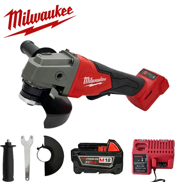 Powerful Metal Cutting Tool! Milwaukee Brushless Angle Grinder 4-1/2" 5" 8500 RPM High Speed Grinding Tool With RapidStop Brake, Tool-Free Guard Adjustment For Welding Cleanup, Automotive Repair, Garage Projects And Heavy-Duty Workshop Applications nm