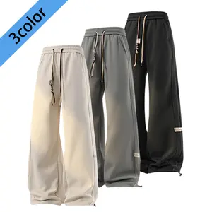 2026 Men's Waffle Knit Pants, New Spring & Autumn Style, American Drawstring Loose Plus Size Casual Versatile Cuffed Letter Sweatpants