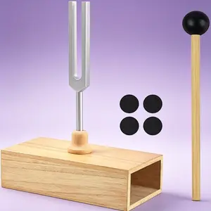 432 Hz Tuning Fork Set with Wooden Resonator Box & Silicone Hammer | Aluminum Alloy Chakra Tuning Forks for Sound Healing Therapy, Stress Relief, Relaxation & Spiritual Balance