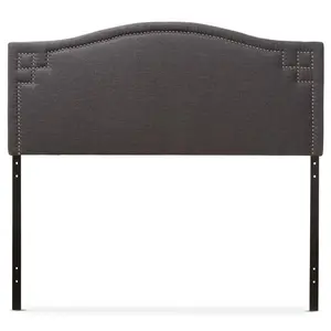 Aubrey Modern and Contemporary Dark Grey Fabric Upholstered Queen Size Headboard