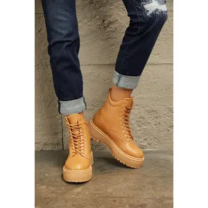 Platform Combat Boots In Caramel