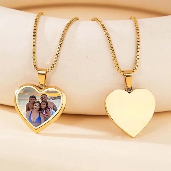Heart Necklace with Photo - Stainless Steel Heart Necklace with Photo - Stainless Steel