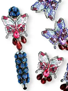 Creative Butterfly Crystal Pendant Jewelry, DIY Birthday Gift, Handmade Bead Pen Chain Keychain Car Hanging Indoor Decor, Butterfly Pendant Necklace