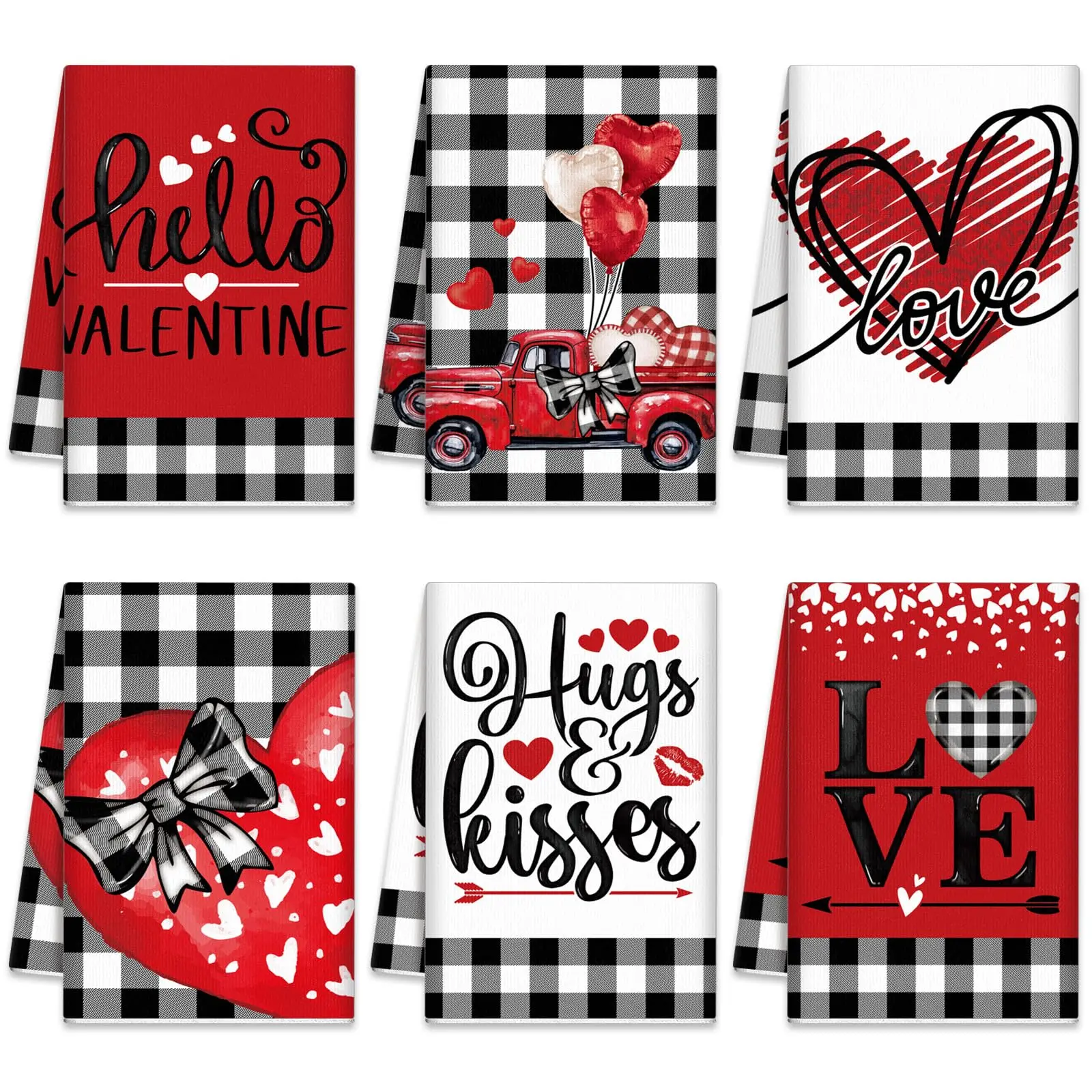 6Pcs Romantic Kitchen Towel Absorbent Microfiber Hand Towel 21x14inch Soft Dish Towels Reusable Dish Cloth for Dishes Drying Washing Kitchen Decor Diy Home Decor