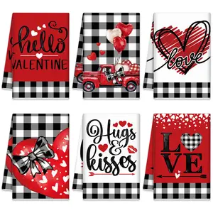 6PCS Valentine's Day Kitchen Towels for Kitchen Decor & Cleaning, 21x14inch Absorbent Microfiber Hand Towels Reusable Dish Towels Dishcloths