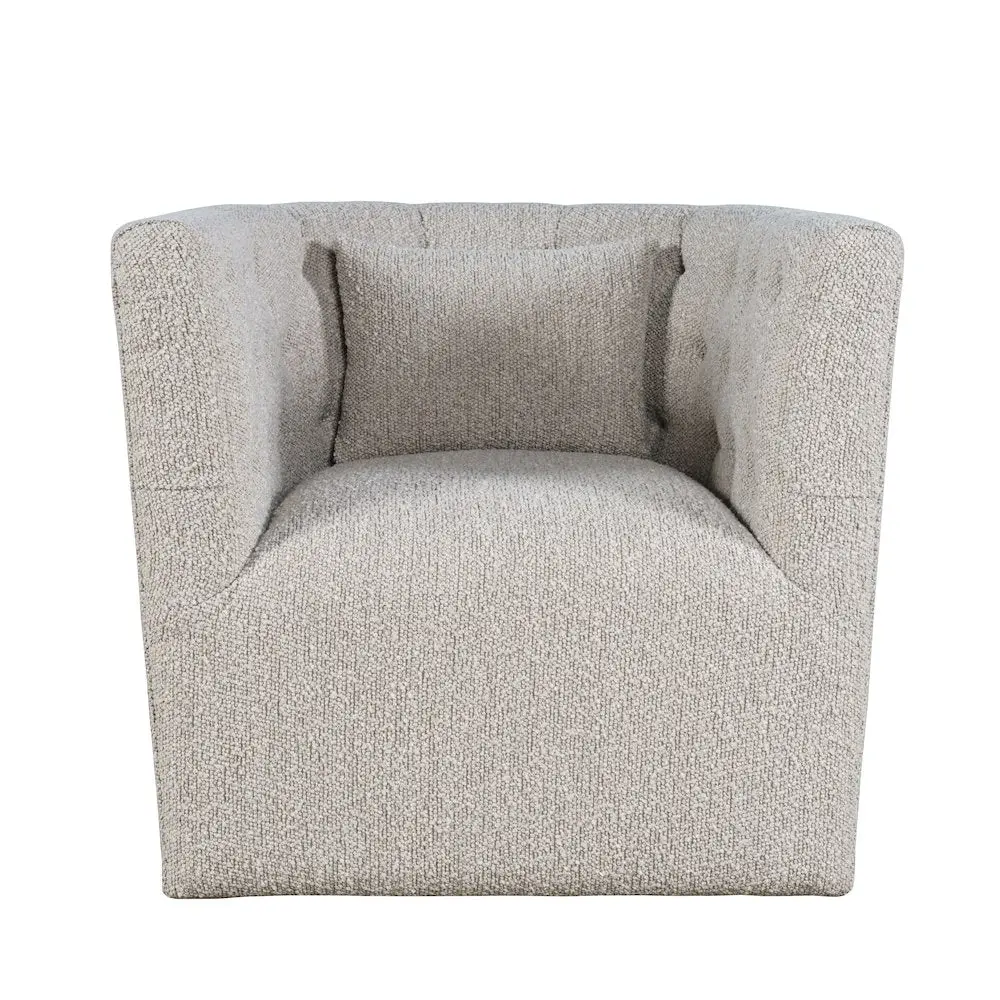 Everly Boucle Modern Transitional Swivel Accent Armchair - Single Seat Swivel Chair with Broad Arms, Curved Silhouette, Swivel Chairs, Bedroom