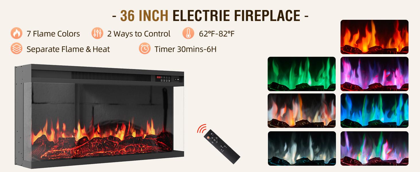 【Ships in 3 Packages】oneinmil 98" Farmhouse TV Stand with 36" Fireplace for TVs up to 100" Media Entertainment Center Adjustable Shelves Large Storage Cabinets White & Black