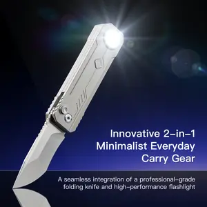 OKNIFE LK 2-in-1 EDC Gear, M390 Blade + USB-C Rechargeable Flashlight, Compact Everyday Carry Utility, Home & Camping Use, Outdoor, Innovative Design for Everyday Carry, Summervibes