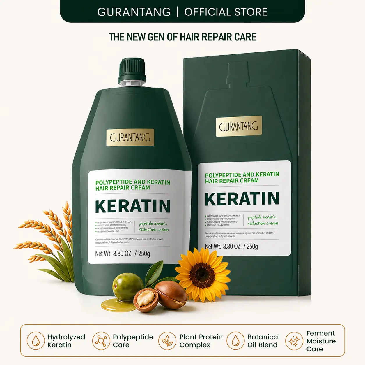 Peptide & Keratin Hair Mask for Dry Frizzy Damaged Hair | K-Beauty Deep Conditioning Care, Damage Repair, Anti-Breakage, Soft Smooth & Glossy Hair | with Ginseng Root Water, Fermented Rice Water, Rice Protein & Plant Oils